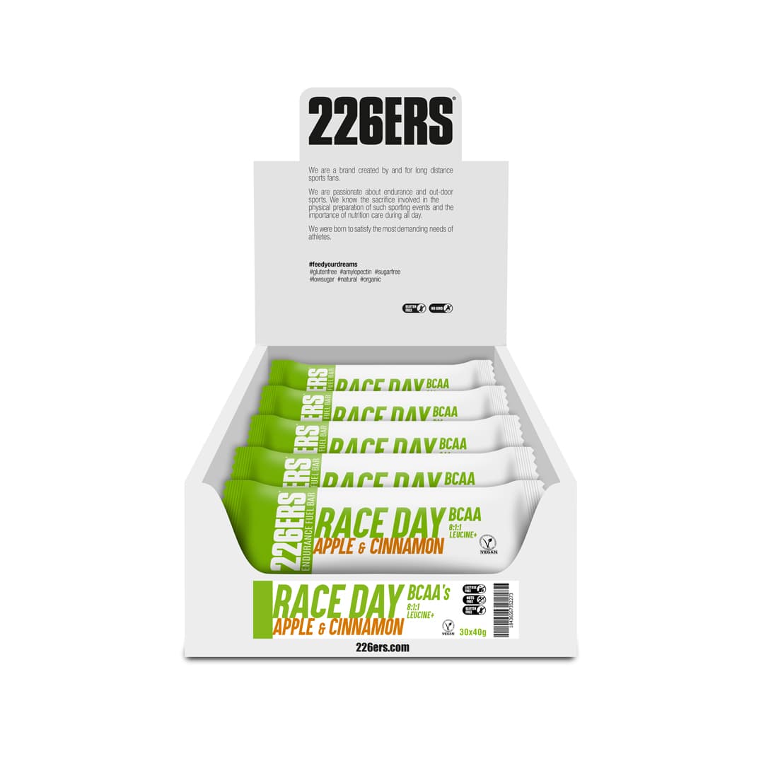 Веганский энергетический батончик Race day с BCAA «Яблоко и корица», 40 г, 226ERS