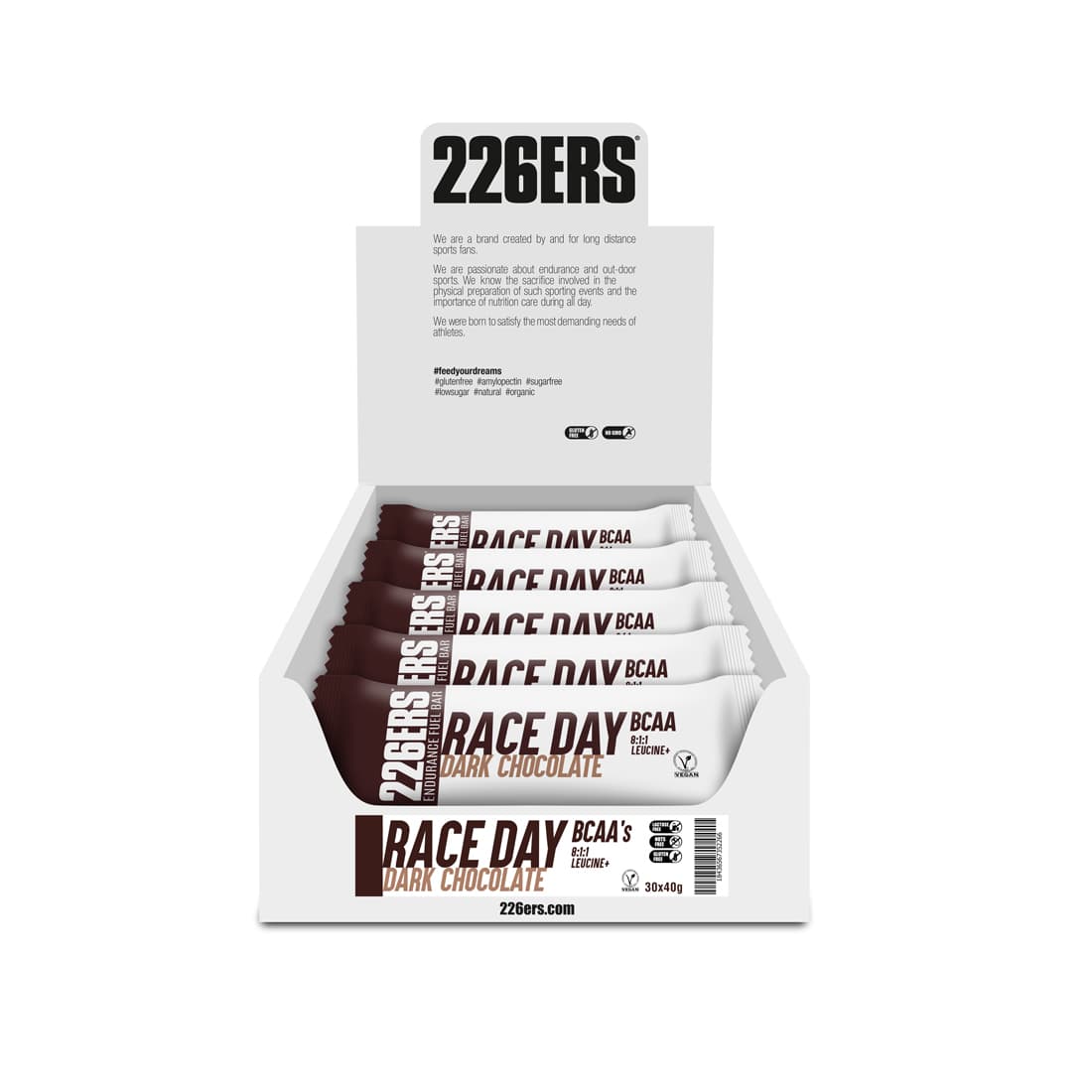 Веганский энергетический батончик Race day с BCAA «Темный шоколад», 40 г, 226ERS
